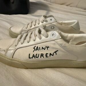 Saint Laurent White Canvas Low-Top Sneakers